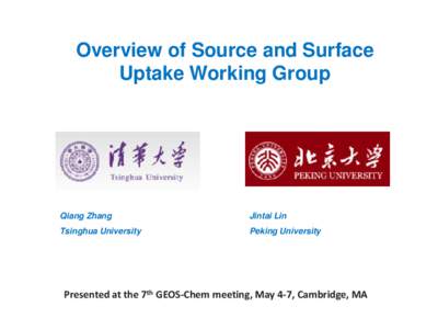 Overview of Source and Surface Uptake Working Group Qiang Zhang  Jintai Lin