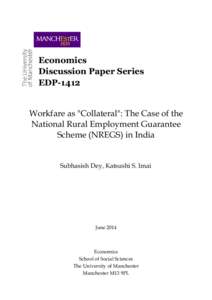 Economics Discussion Paper Series EDP-1412 Workfare as 