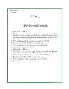 114th Congress 1st Session H. Res.  H.R. 3 - Keystone XL Pipeline Act