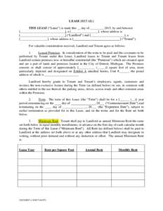 LEASE [RETAIL] THIS LEASE (“Lease”) is made this __ day of ________, 2015, by and between [____________________________], a [_________________], whose address is [____________________________] (“Landlord”) and [_