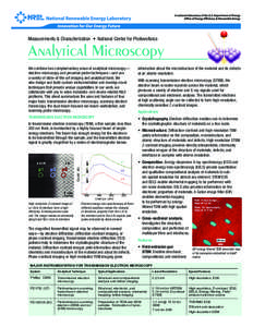 Measurements & Characterization • National Center for Photovoltaics  Analytical Microscopy We combine two complementary areas of analytical microscopy— electron microscopy and proximal-probe techniques—and use a va