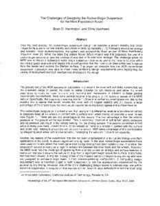 The Challenges of Designing the Rocker-Bogie Suspension for the Mars Exploration Rover Brian D. Harrington* and Chris Voorhees*