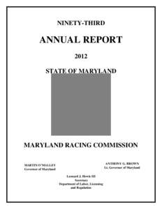 NINETY-THIRD  ANNUAL REPORT 2012 STATE OF MARYLAND