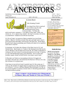 Bartholomew County Genealogical Society,Inc PO BoxVol 21 Issue 3 Jul - Sep Q3 2011