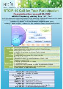 Microsoft PowerPoint - NTCIR-10_Call_for_Task_Participation_forWEB2.pptx