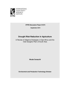 Drought Risk Reduction in Agriculture: A Review of Adaptive Strategies in East Africa and the Indo-Gangetic Plain of South Asia