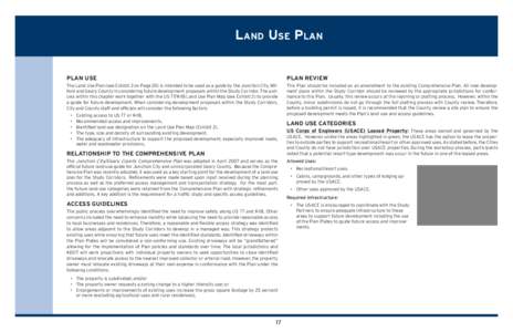 Land Use Plan PLAN Use Plan Review  The Land Use Plan (see Exhibit 2 on Page 20) is intended to be used as a guide by the Junction City, Milford and Geary County in considering future development proposals within the Stu