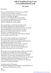 Folk & Traditional Song Lyrics - The Seasons