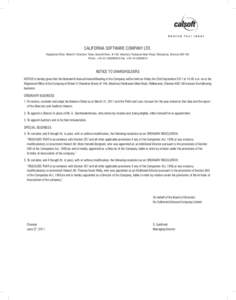 CALIFORNIA SOFTWARE COMPANY LTD. Registered Office: Robert V Chandran Tower, Seventh Floor, # 149, Velachery Tambaram Main Road, Pallikaranai, Chennai[removed]Phone: +[removed]Fax: +[removed]NOTICE TO SHARE