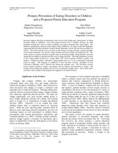 Graduate Student Journal of Psychology 2011, Vol. 13 Copyright 2011 by the Department of Counseling and Clinical Psychology Teachers College, Columbia University