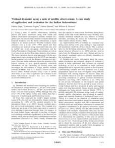 GEOPHYSICAL RESEARCH LETTERS, VOL. 33, L08401, doi:2006GL025767, 2006  Wetland dynamics using a suite of satellite observations: A case study of application and evaluation for the Indian Subcontinent Fabrice Papa