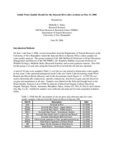 Initial Water Quality Results for the Suncook River after avulsion on May 15, 2006