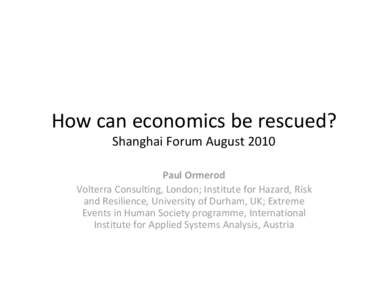 Can economics be rescued?