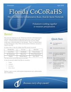 Newsletter  April 2010 Florida CoCoRaHS The Community Collaborative Rain, Hail & Snow Network