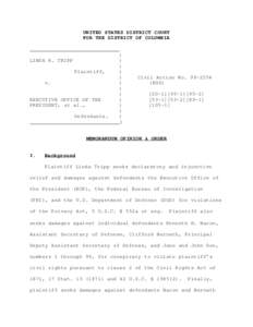 UNITED STATES DISTRICT COURT FOR THE DISTRICT OF COLUMBIA LINDA R. TRIPP Plaintiff, v.