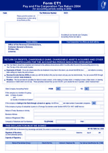 Form CT1 Pay and File Corporation Tax Return 2004