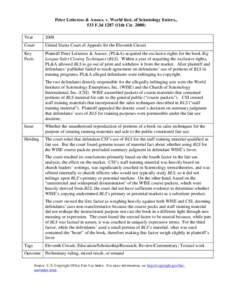 Peter Letterese & Assocs. v. World Inst. of Scientology Enters., 533 F.3d11th Cir. 2008)