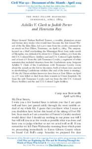 Civil War 150 · Document of the Month · April 2014 Reprinted from The Civil War: The Final Year Told by Those Who Lived It (The Library of America, 2014), pages 42–44. Copyright © 2014 Literary Classics of the U.S.,