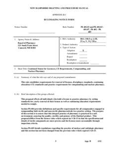 NEW HAMPSHIRE DRAFTING AND PROCEDURE MANUAL APPENDIX II-C RULEMAKING NOTICE FORM Notice Number