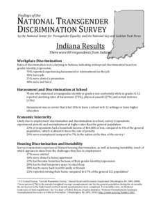 Findings of the  NATIONAL TRANSGENDER DISCRIMINATION SURVEY  by the National Center for Transgender Equality and the National Gay and Lesbian Task Force