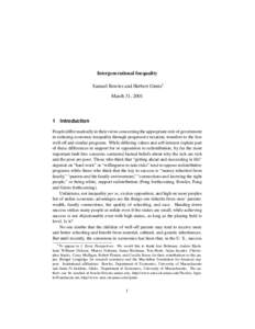 Intergenerational Inequality Samuel Bowles and Herbert Gintis∗ March 31, 2001 1