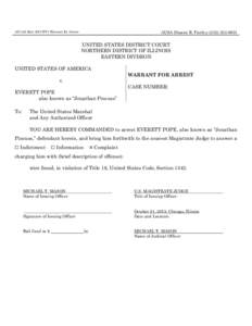 AUSA Sharon R. Fairley[removed]AO 442 (Rev.5/93 WP) Warrant for Arrest UNITED STATES DISTRICT COURT