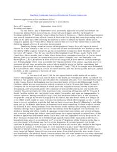 Southern Campaign American Revolution Pension Statements Pension Application of Charles Howel S5561 Transcribed and annotated by C. Leon Harris State of Tennessee } September Term 1832 W ashington County }