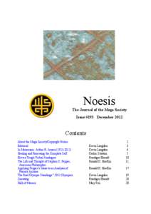 Noesis The Journal of the Mega Society Issue #193 December 2012 Contents About the Mega Society/Copyright Notice