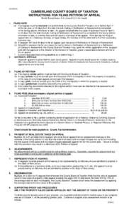 ([removed]CUMBERLAND COUNTY BOARD OF TAXATION INSTRUCTIONS FOR FILING PETITION OF APPEAL Book Room hours 9-4, closed 12-1 for lunch. 1.