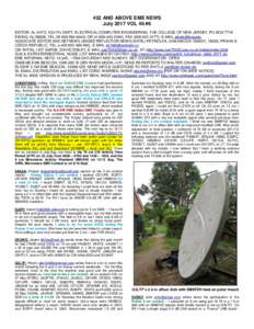 432 AND ABOVE EME NEWS July 2017 VOL 46 #6 EDITOR: AL KATZ, K2UYH; DEPT. ELECTRICAL/COMPUTER ENGINEERING, THE COLLEGE OF NEW JERSEY, PO BOX 7718 EWING, NJ 08628, TEL (WOR (H), FAX