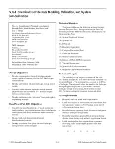 IV.B.4 Chemical Hydride Rate Modeling, Validation, and System Demonstration Technical Barriers Troy A. Semelsberger (Principal Investigator), Biswajit Paik, Brian Rekken, Ben Davis, and
