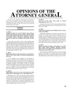 OPINIONS OF THE ATTORNEY GENERAL The full text of an informal or formal opinion of the Attorney General may be obtained by writing to the Office of Legal Records, Department of Law, State Capitol, Albany, NY[removed]Pleas