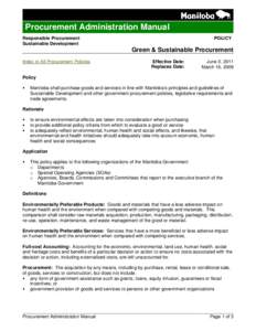 Technology / Government procurement / Sustainable procurement / Procurement / Government procurement in the United States / Purchasing / Sustainable Development Strategy in Canada / Forward Commitment Procurement / Business / Supply chain management / Systems engineering