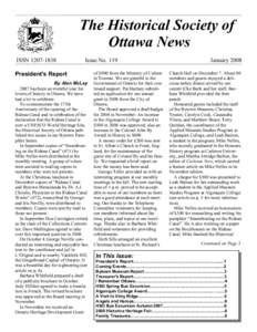 The Historical Society of Ottawa News ISSN[removed]Issue No. 119