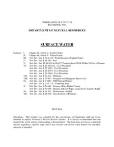 COMPILATION OF STATUTES REGARDING THE DEPARTMENT OF NATURAL RESOURCES  SURFACE WATER