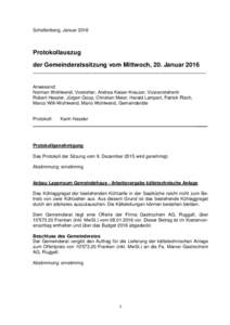 Schellenberg, JanuarProtokollauszug der Gemeinderatssitzung vom Mittwoch, 20. Januar 2016 ___________________________________________________________________