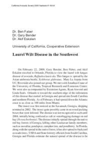 Laurel Wilt Disease in the Southwest