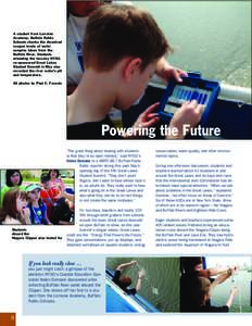 A student from Lorraine Academy, Buffalo Public Schools checks the dissolved oxygen levels of water samples taken from the Buffalo River. Students