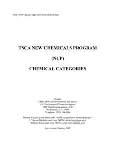 TSCA New Chemicals Program (NCP) Chemical Categories