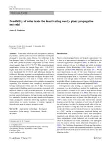 J Pest Sci DOIs10340z ORIGINAL PAPER  Feasibility of solar tents for inactivating weedy plant propagative