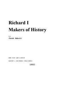 Richard I Makers of History by