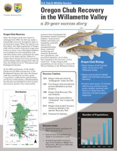 U.S. Fish & Wildlife Service  Created January 2014 Oregon Chub Recovery in the Willamette Valley