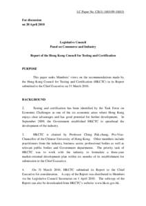 LC Paper No. CB[removed]) For discussion on 20 April 2010 Legislative Council Panel on Commerce and Industry