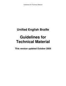 Guidelines for Technical Material  Unified English Braille Guidelines for Technical Material