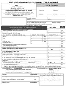 READ INSTRUCTIONS ON THE BACK BEFORE COMPLETING FORM 2015 OFFICIAL USE ONLY  CITY OF BETHLEHEM &