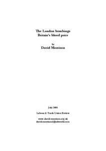 The London bombings Britain’s blood price by David Morrison