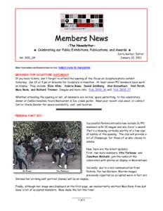 Members News -The Newsletter■ Celebrating our Public Exhibitions, Publications, and Awards ■ Jerry Gerber, Editor January 22, 2011  Vol. 2011_04