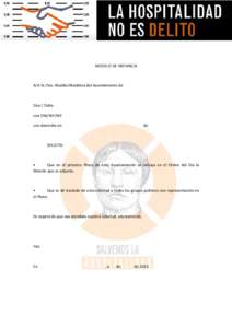 MODELO DE INSTANCIA  A/A Sr./Sra. Alcalde/Alcaldesa del Ayuntamiento de Don / Doña con DNI/NIF/NIE