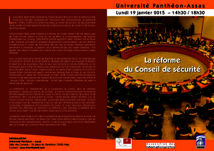 Université Panthéon-Assas  L Lundi 19 janvier 2015 – 14h30 / 18h30