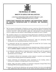Ministry of Agriculture / Northern Province /  Zambia / Construction / Development / Infrastructure